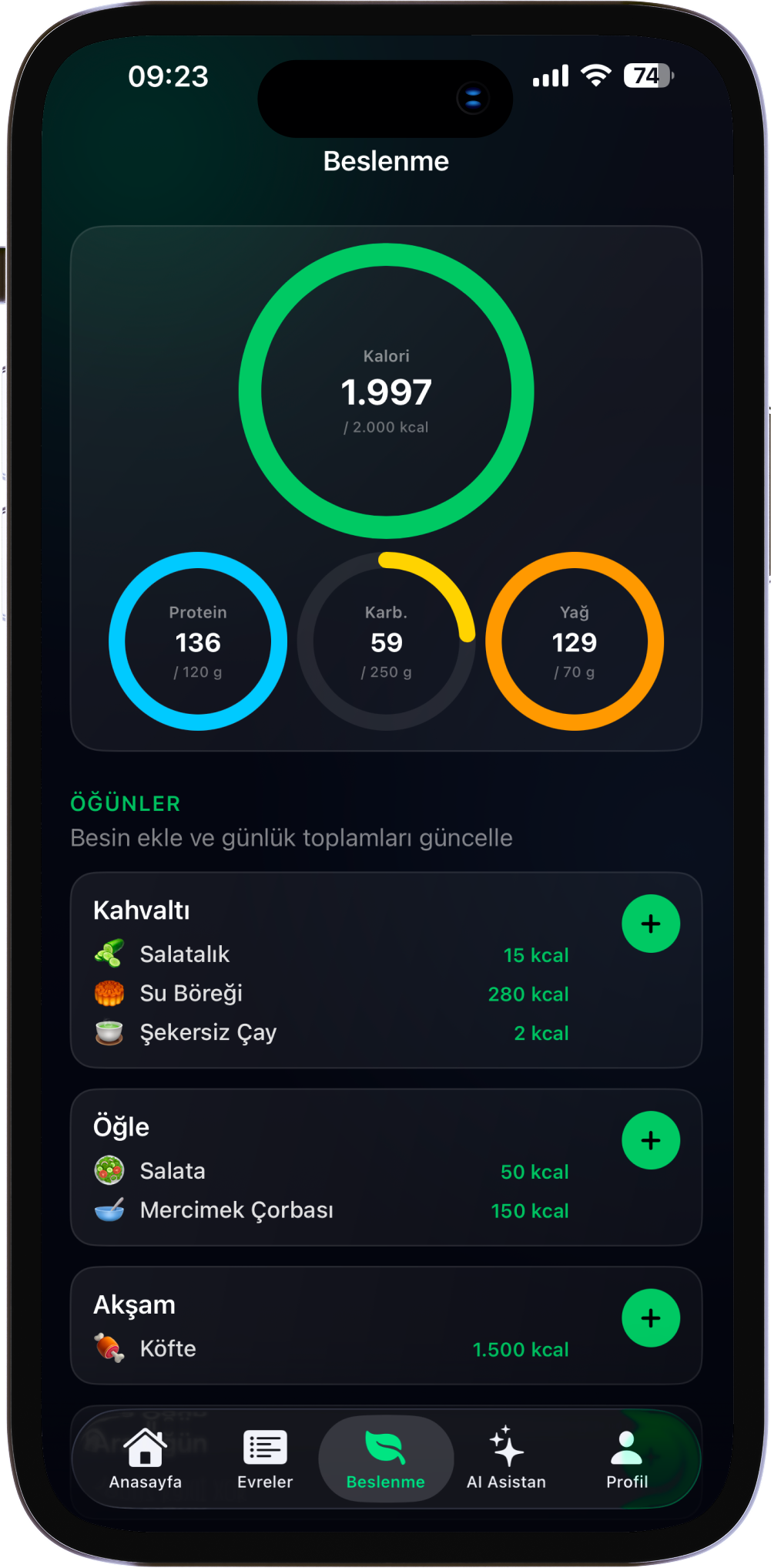 Karbonhidrat, Protein ve Yağ Hesaplama Özelliği